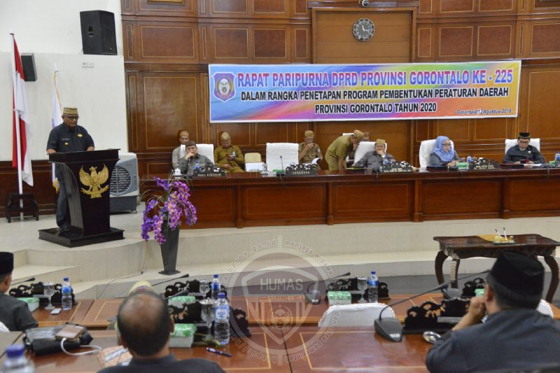  DPRD-Pemprov Gorontalo Gelar Rapat Paripurna Sepakati Propemperda 2020