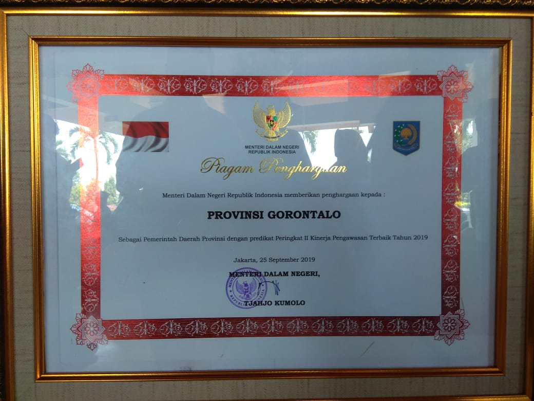  Gorontalo Raih Peringkat II Nasional Kinerja Pengawasan Terbaik Tahun 2019