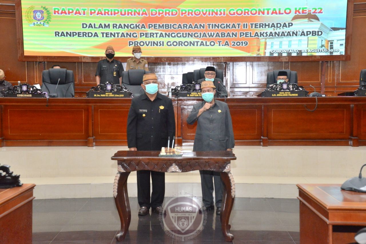  DPRD Gorontalo Setujui Ranperda Pertanggungjawaban Pelaksanaan APBD 2019