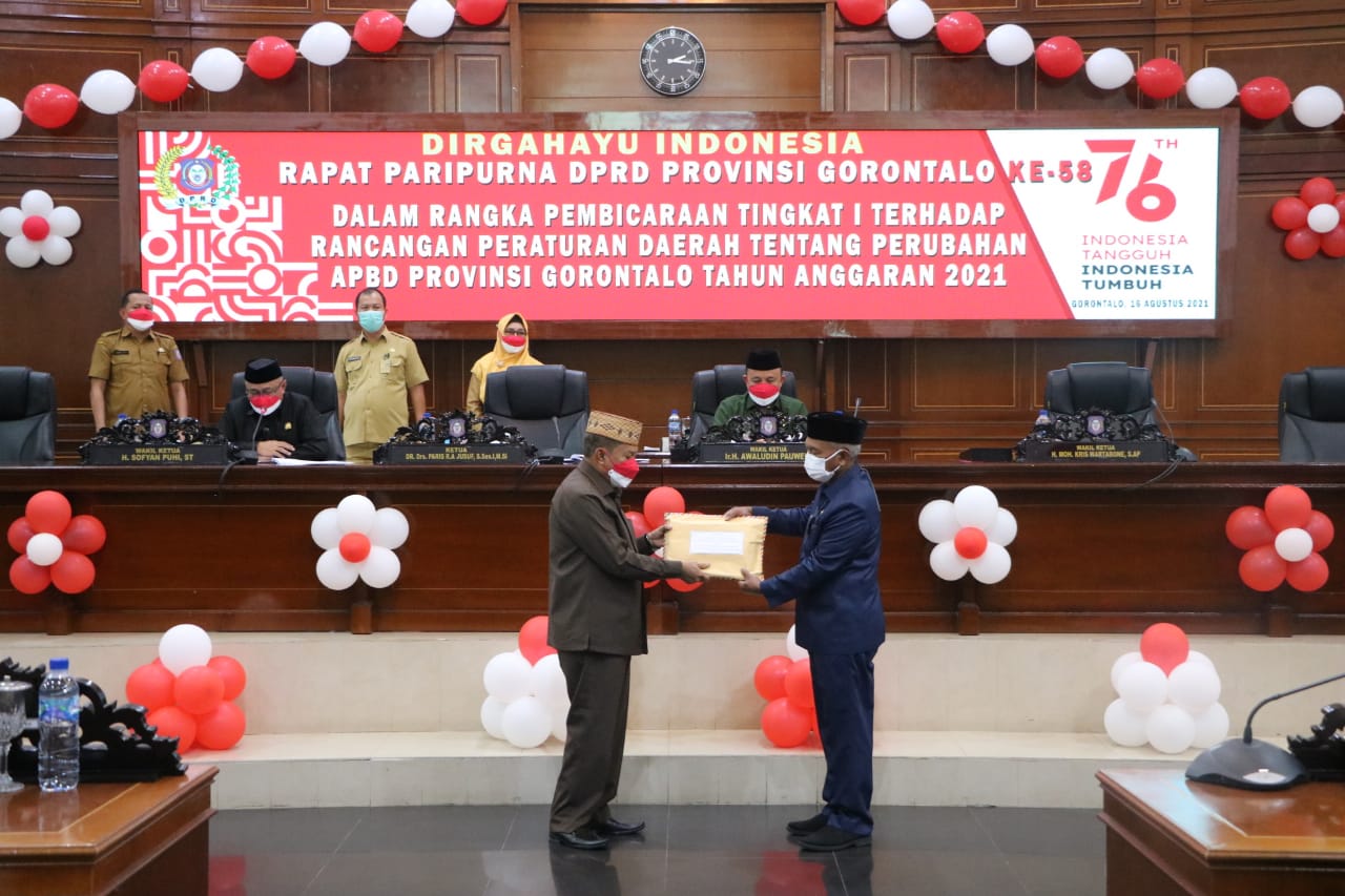  Tujuh Fraksi DPRD Gorontalo Setujui Ranperda Perubahan APBD 2021