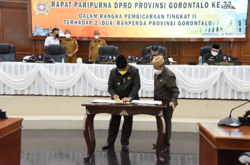  DPRD Sahkan Ranperda Susunan Perangkat Daerah Pemprov Gorontalo