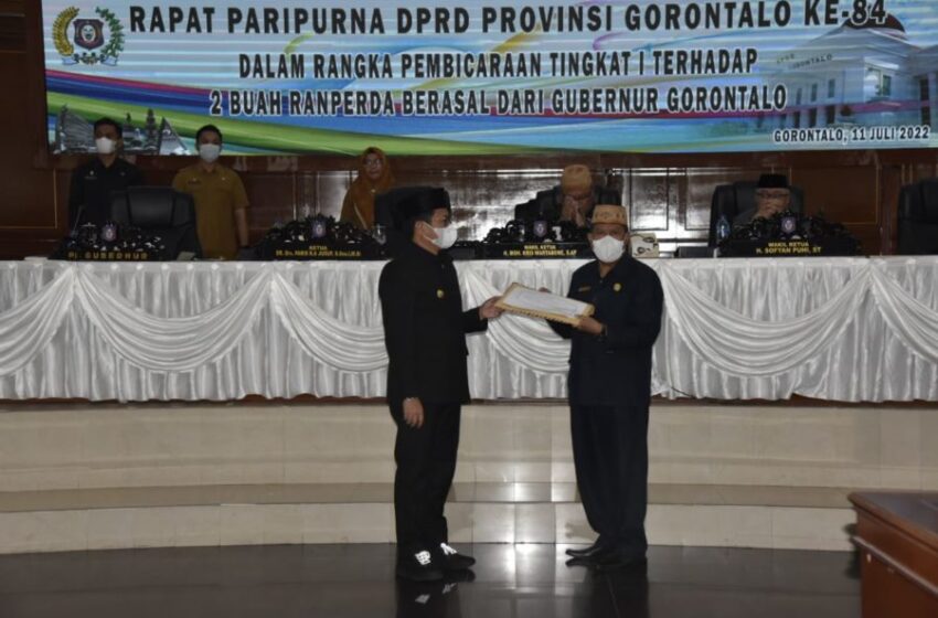  DPRD Setuju Bahas Dua Ranperda Inisiatif Pemprov Gorontalo