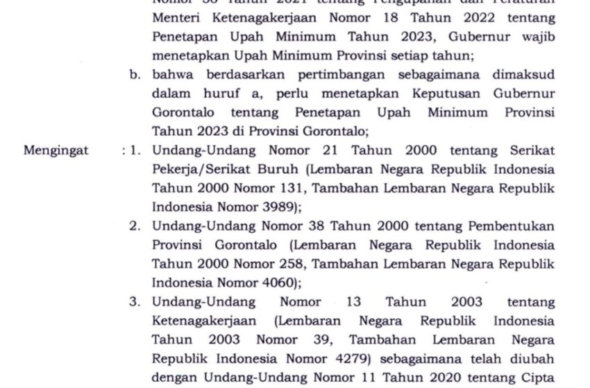  Penjagub Tetapkan UMP Gorontalo Tahun 2023 Sebesar Rp2.989.350