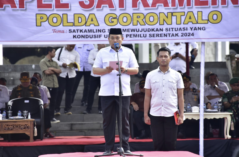  Penjagub Pimpin Apel Satkamling Polda Gorontalo