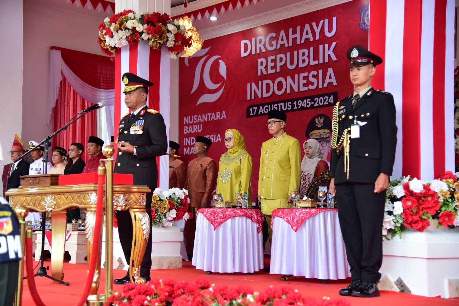  Penurunan Bendera HUT ke-79 Kemerdekaan RI Dipimpin Kapolda Gorontalo 