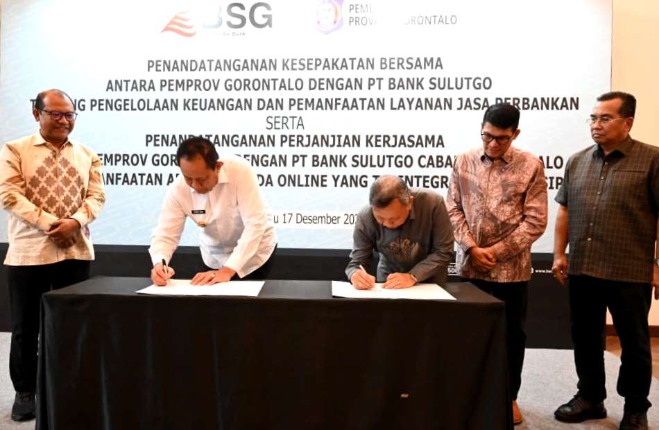  Pemprov Gorontalo & BSG Teken MoU Pemanfaatan Layanan Jasa Perbankan